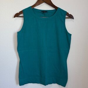 Lafayette 148 New York Teal Silk Blend Sleeveless Sweater Size S